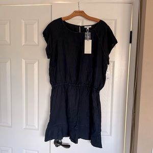 Joie Navy blue linen knee length, short sleeve dress in size extra large